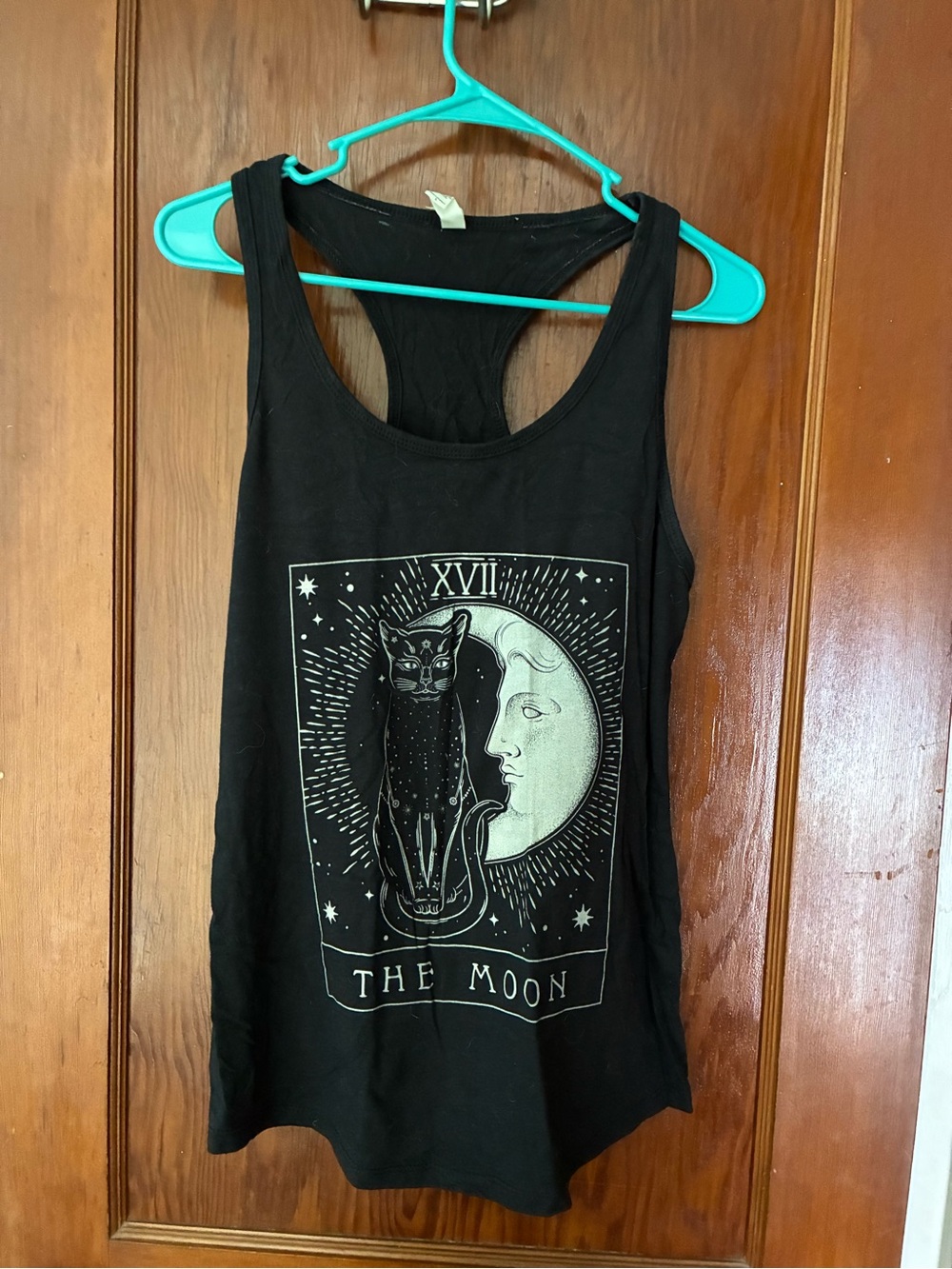 Tarot Tank Top The Moon with Cat Graphic Black Tank Top 🌛✨🌜✨🌝